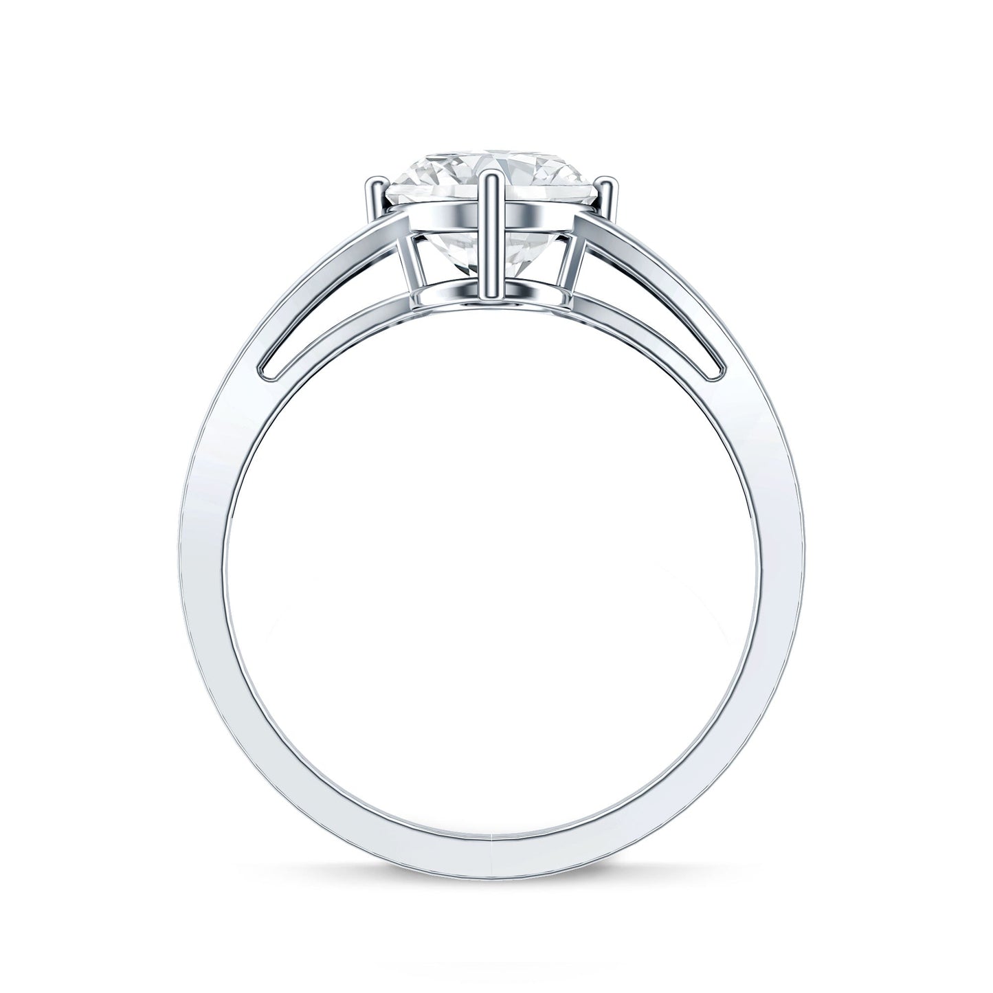 Oval Cut Moissanite Solitaire Engagement Ring in Split Shank