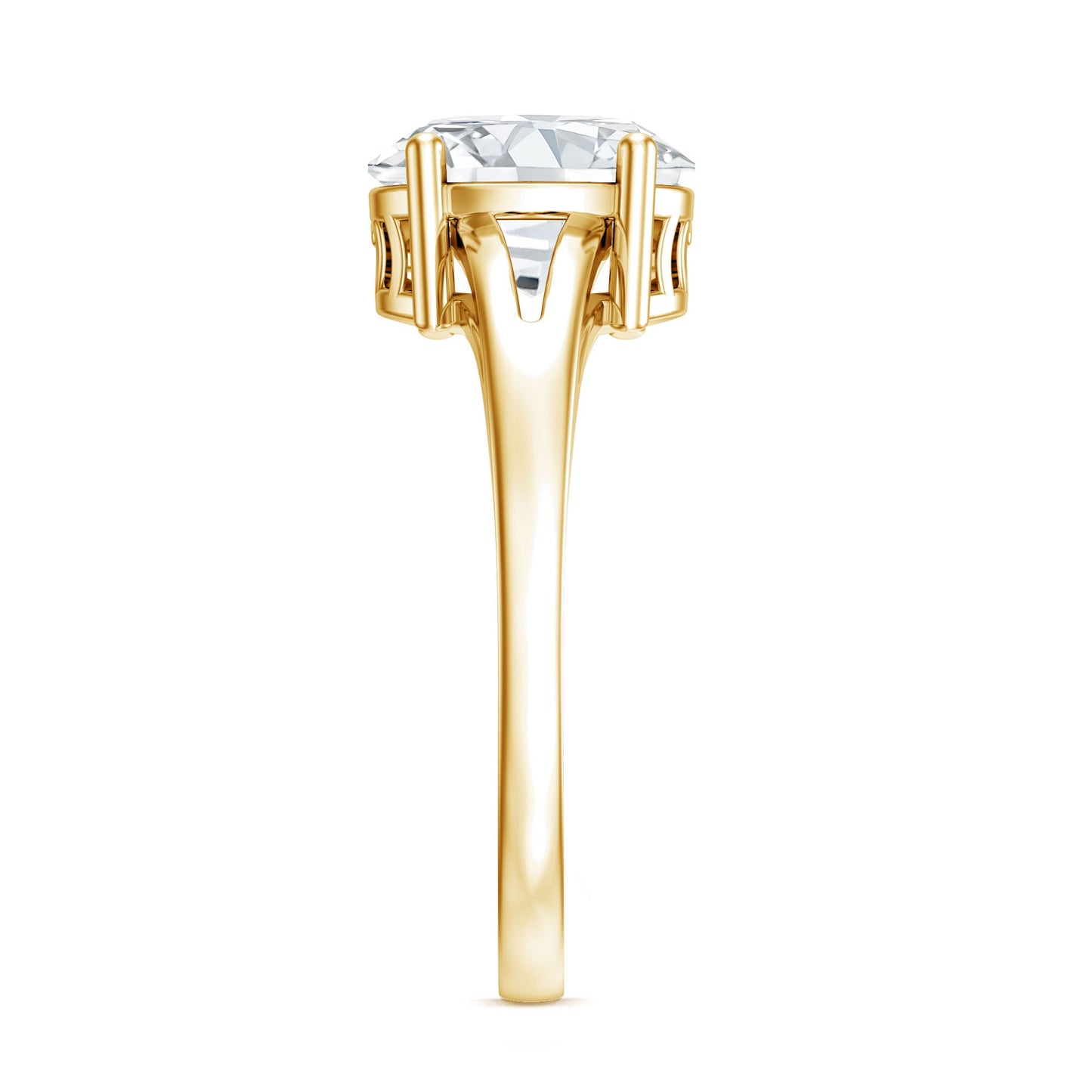 Solitaire Oval Cut Moissanite Split Shank Engagement Ring