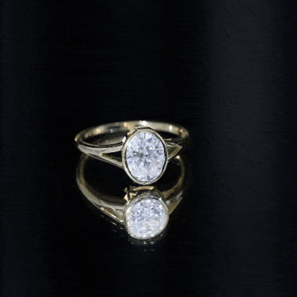 Certified 2 Carat Oval Moissanite Solitaire Engagement Ring in Split Shank