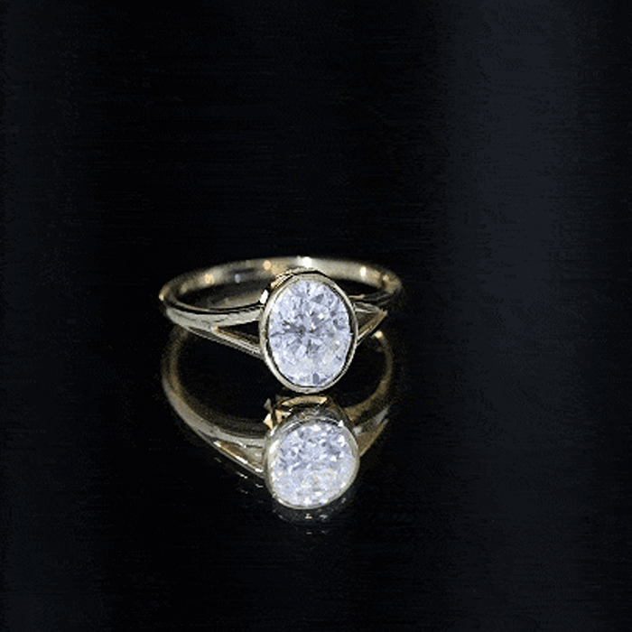 Certified 2 Carat Oval Moissanite Solitaire Engagement Ring in Split Shank