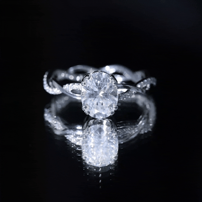2 Carat Certified Moissanite Oval Engagement Ring with Double Prong