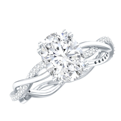 2 Carat Certified Moissanite Oval Engagement Ring with Double Prong