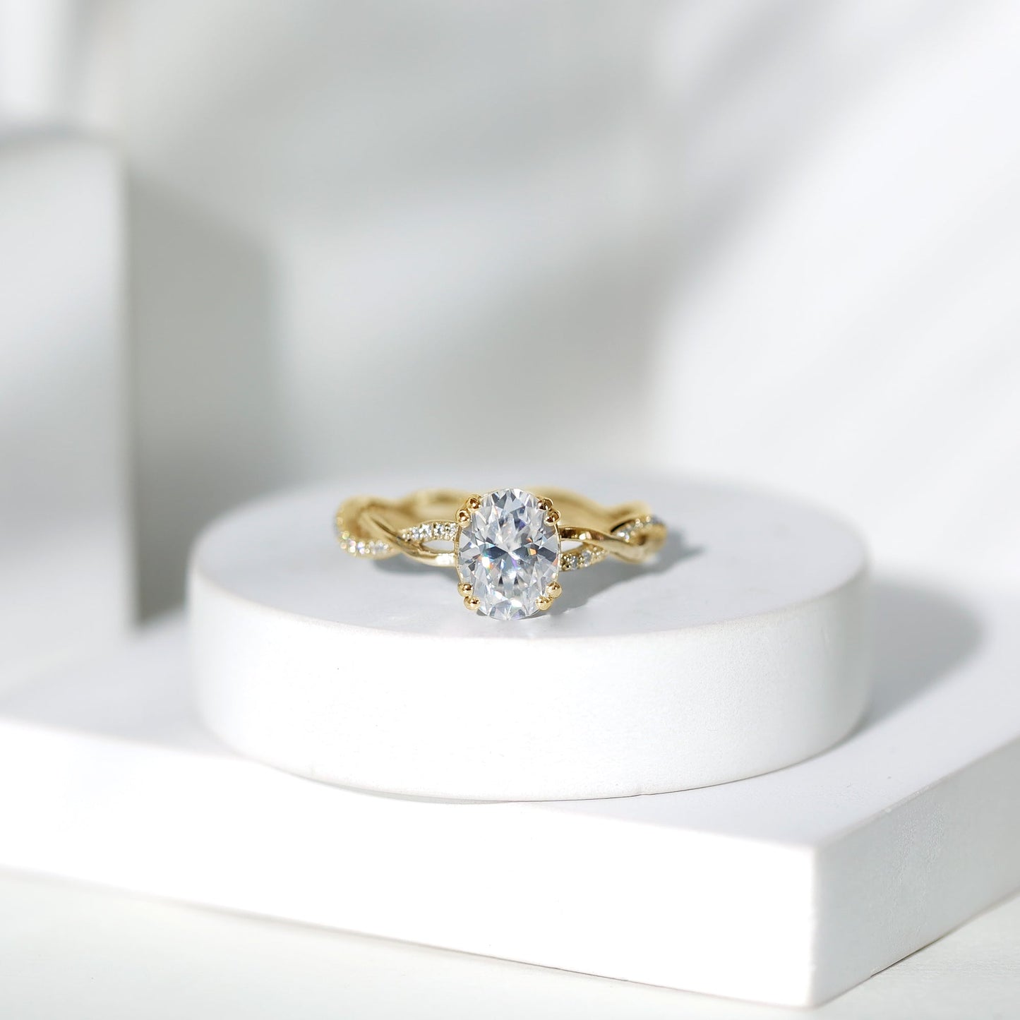2 Carat Certified Moissanite Oval Engagement Ring with Double Prong