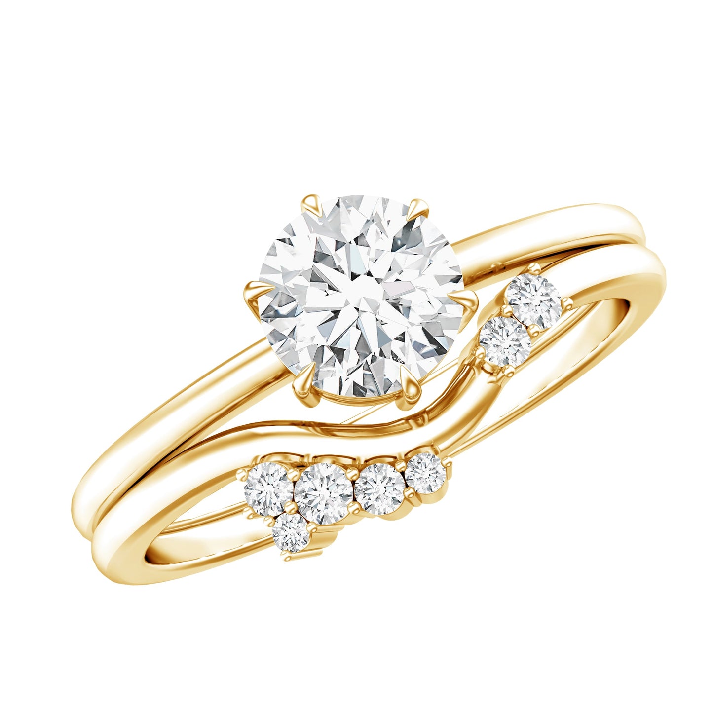 Solitaire Moissanite Wedding Ring Set for Her