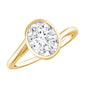 Solitaire 2 Carat Moissanite Bezel Set Engagement Ring with Bypass Shank