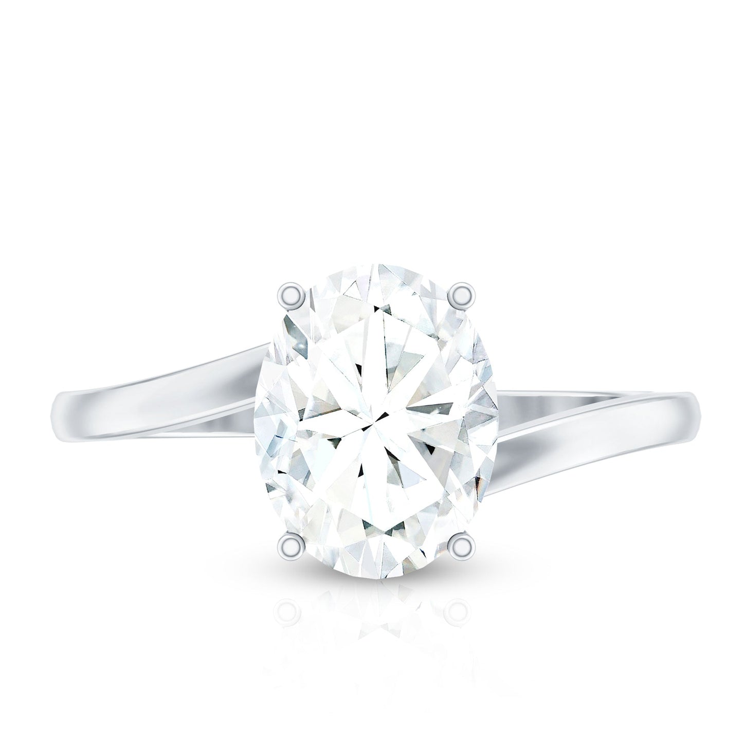 Oval Cut Solitaire Moissanite Bypass Engagement Ring