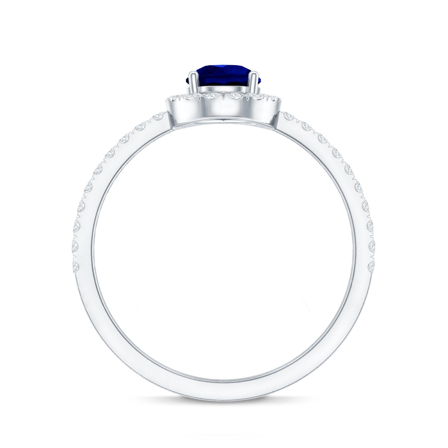 Certified 1.6 Carat Lab Grown Blue Sapphire Teardrop Engagement Ring with Diamond Halo