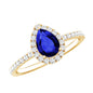 Certified 1.6 Carat Lab Grown Blue Sapphire Teardrop Engagement Ring with Diamond Halo