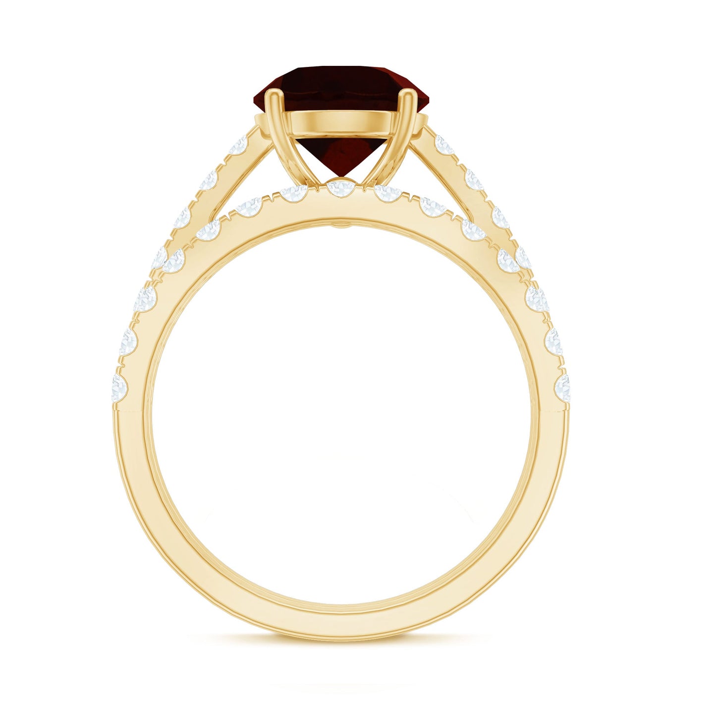 Natural 2.3 Carat Garnet Diamond Wedding Bridal Ring Set of 2