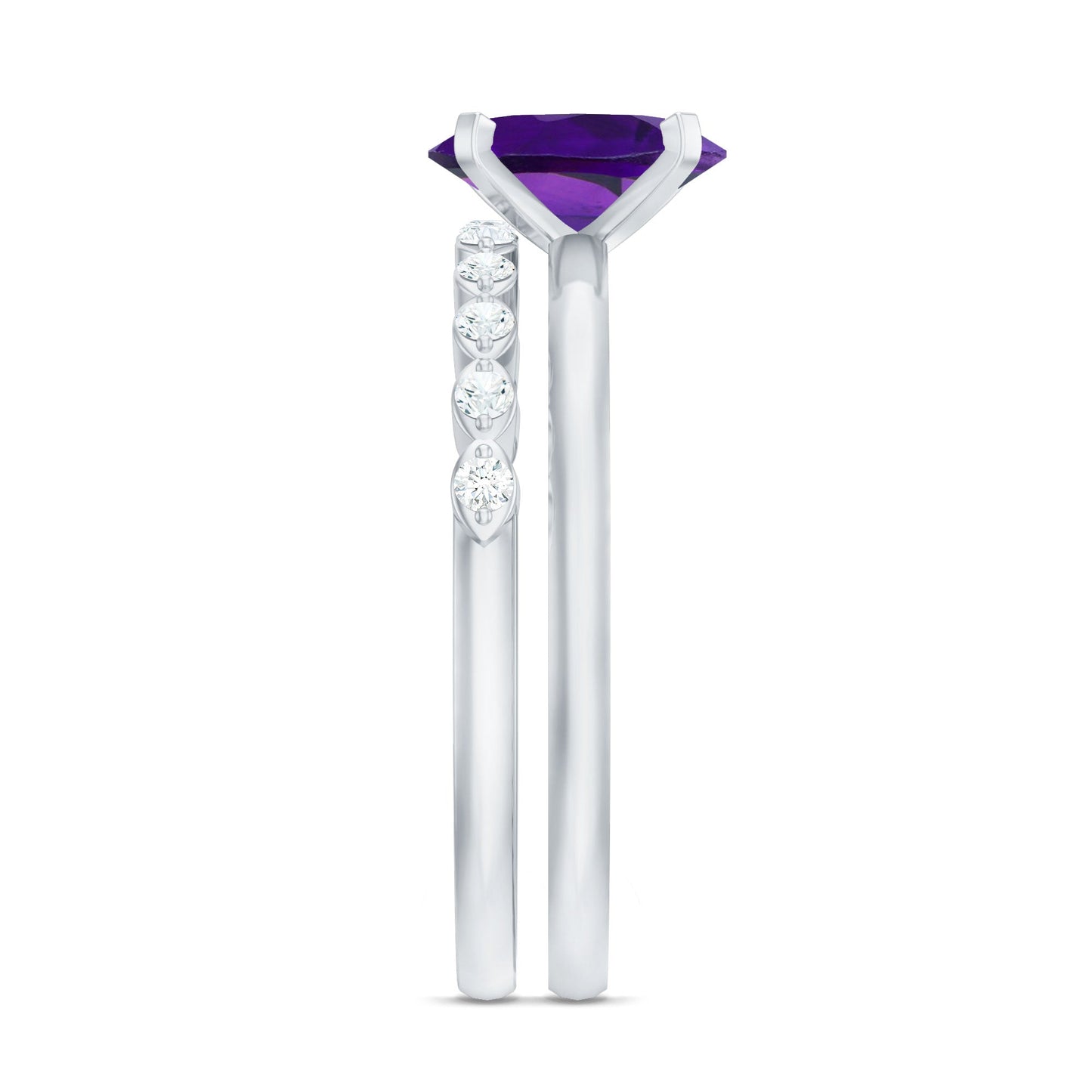 Natural 1 Carat Amethyst Oval Engagement Ring with Diamond Enhancer