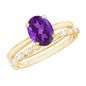 Natural 1 Carat Amethyst Oval Engagement Ring with Diamond Enhancer