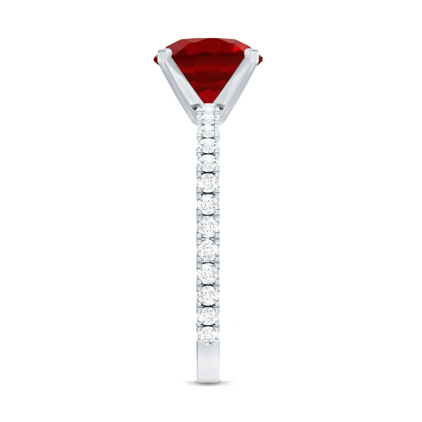 Peg Head Set Lab Grown Ruby Solitaire Engagement Ring