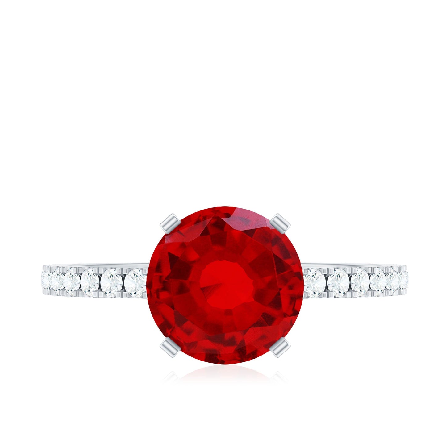 Peg Head Set Lab Grown Ruby Solitaire Engagement Ring
