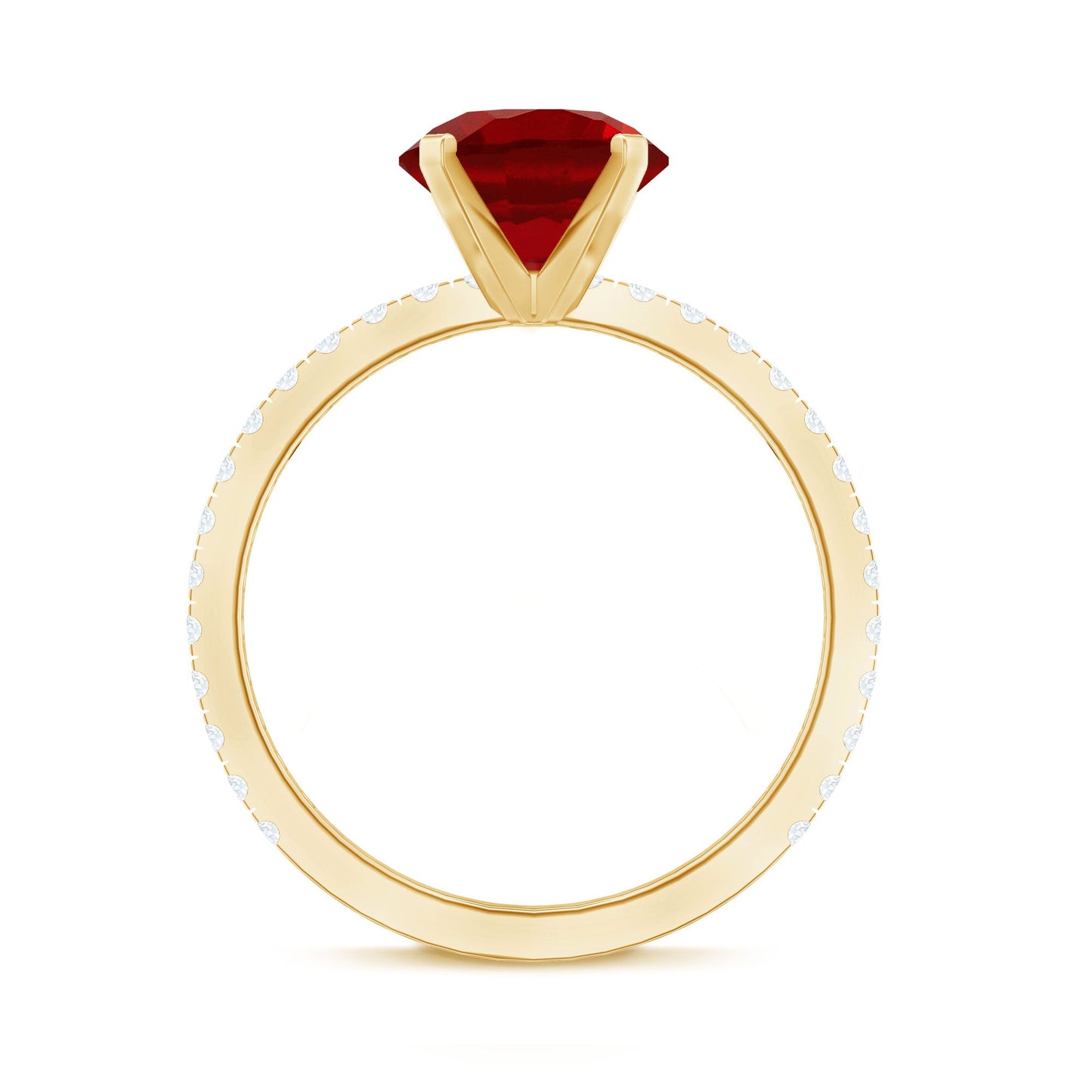 Peg Head Set Lab Grown Ruby Solitaire Engagement Ring