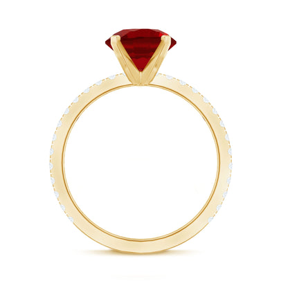 Peg Head Set Lab Grown Ruby Solitaire Engagement Ring