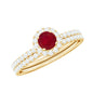 Natural Ruby Wedding Engagement Ring Set with Diamond