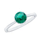 0.8 Carat Round Lab Grown Emerald Solitaire Ring in Lotus Basket Setting