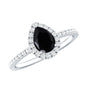 Certified 0.85 Carat Pear Shape Lab Grown Black and White Diamond Halo Engagement Ring