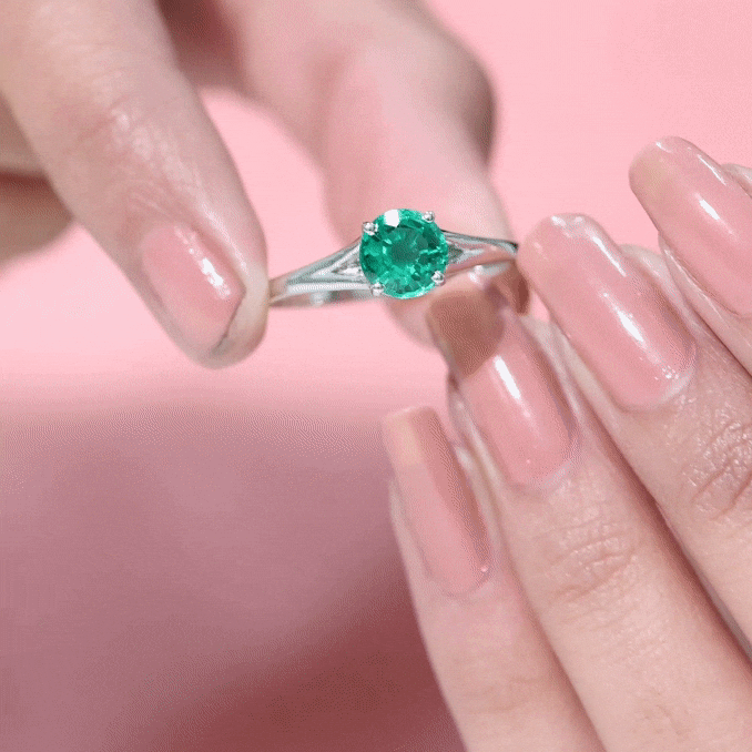 Certified 2 Carat Lab Grown Emerald Engagement Ring with Surprise Diamond