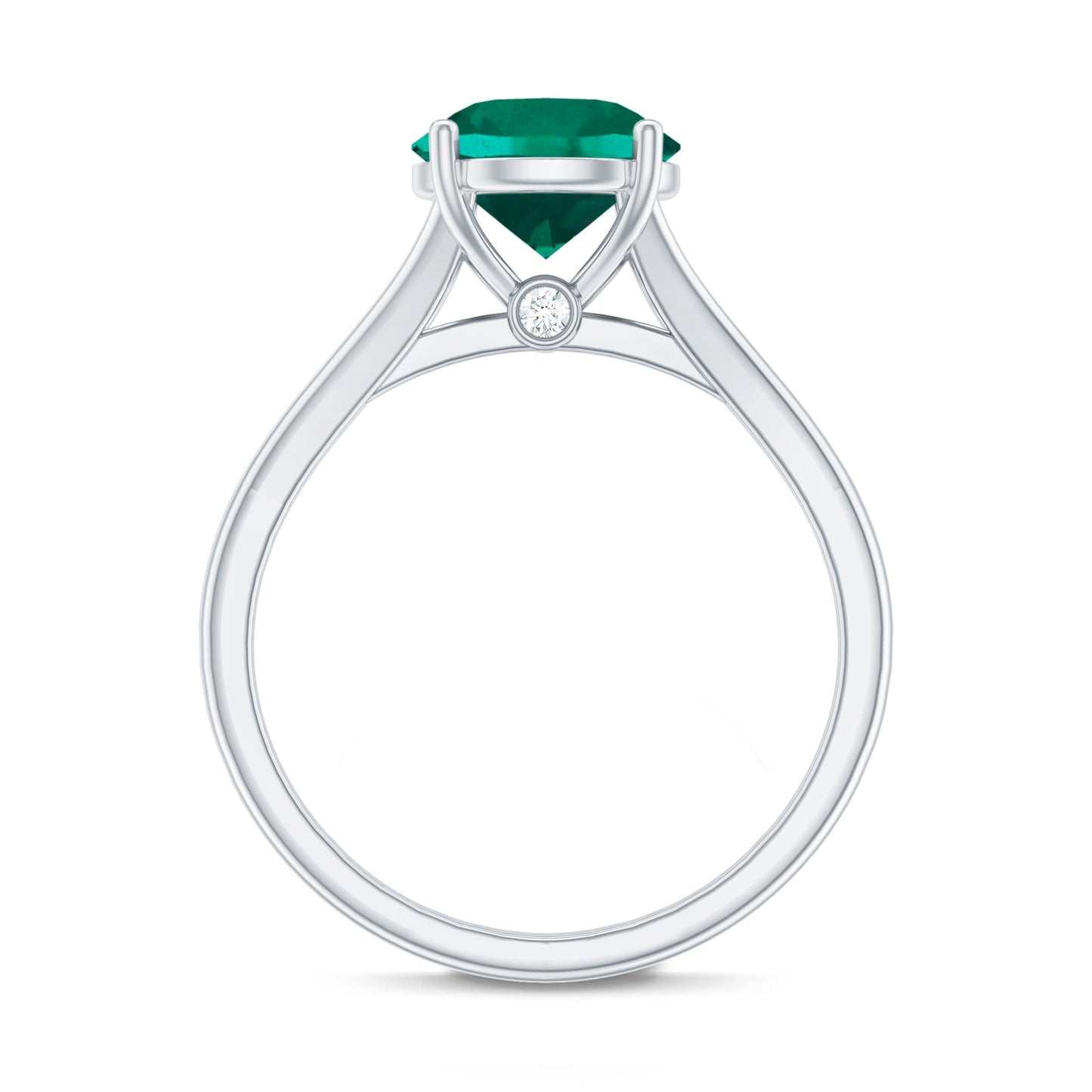 Certified 2 Carat Lab Grown Emerald Engagement Ring with Surprise Diamond