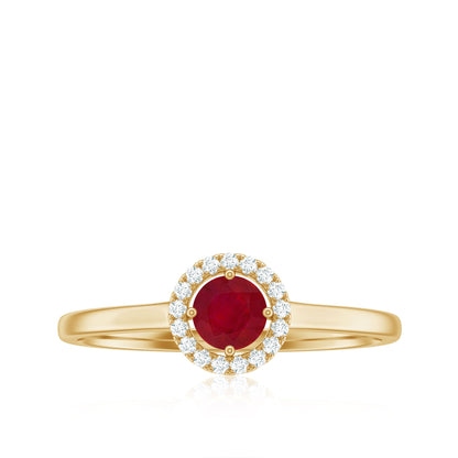 Real Ruby Promise Ring with Diamond Halo