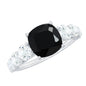 Certified 2.8 Carat Lab Grown Black Diamond Cushion Cut Engagement Ring with Side Stones