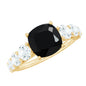 Certified 2.8 Carat Lab Grown Black Diamond Cushion Cut Engagement Ring with Side Stones