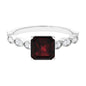 Real 3.3 Carat Asscher Cut Garnet Engagement Ring with Diamond