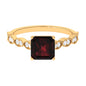 Real 3.3 Carat Asscher Cut Garnet Engagement Ring with Diamond