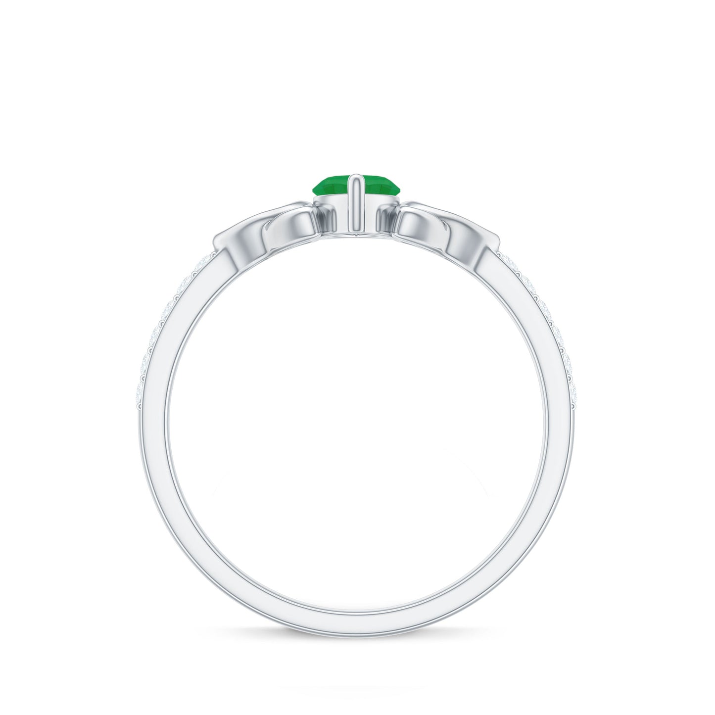 Natural Marquise Emerald Diamond Promise Ring with Celtic Knot