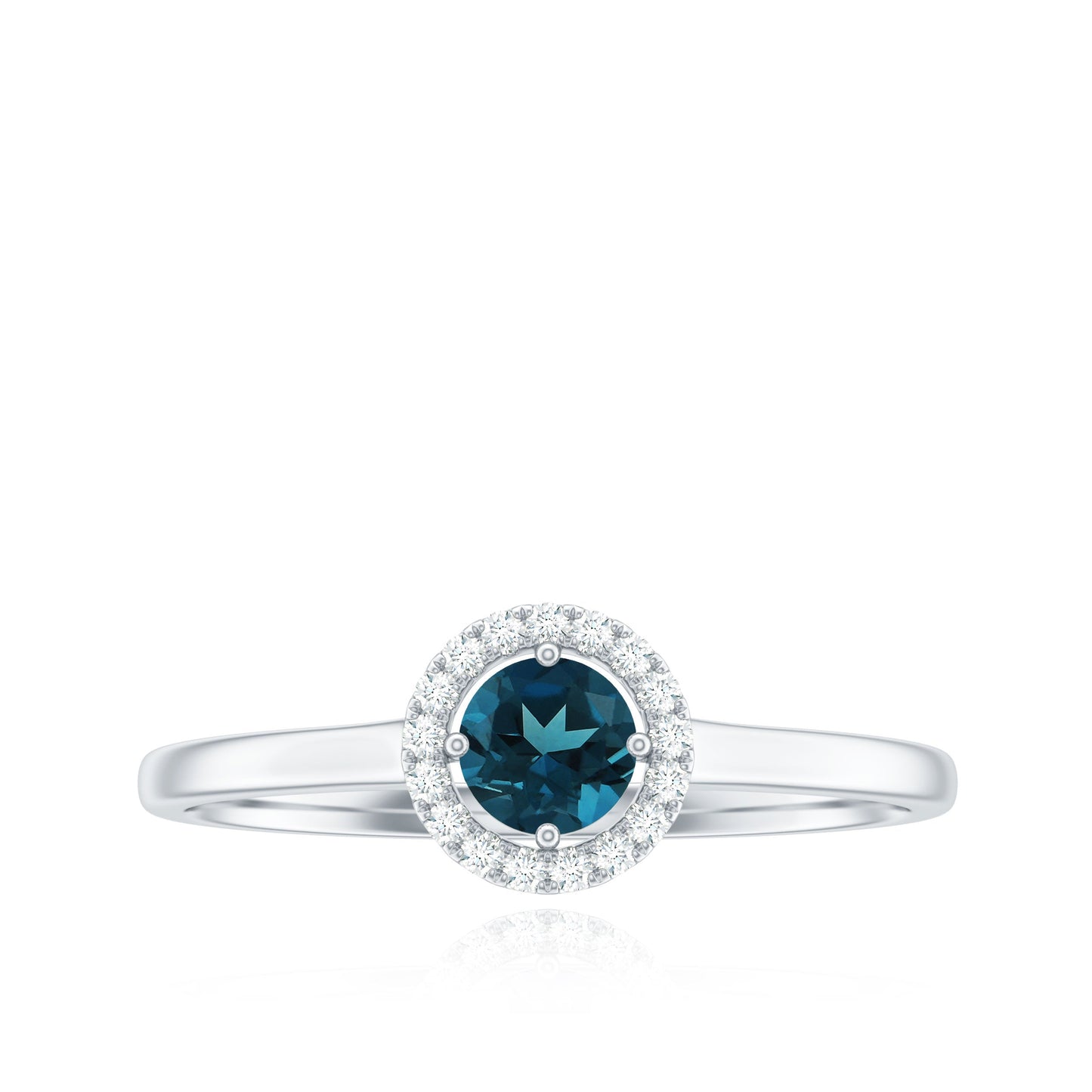 Certified Blue Topaz and Diamond Halo Promise Ring