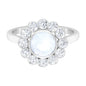 Bezel Set Moonstone Statement Engagement Ring with Diamond Halo