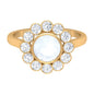 Bezel Set Moonstone Statement Engagement Ring with Diamond Halo