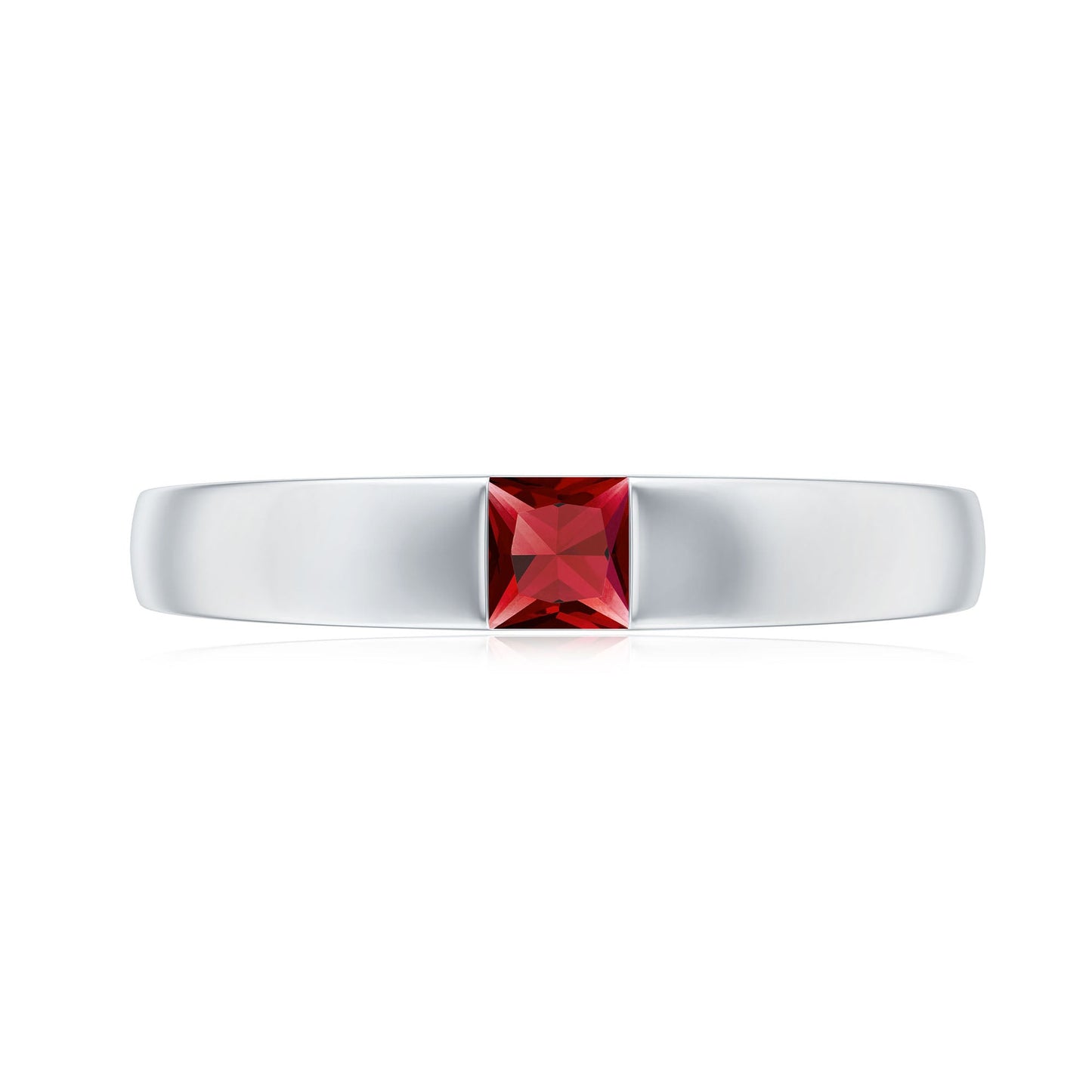 Princess Cut Created Ruby Solitaire Promise Ring