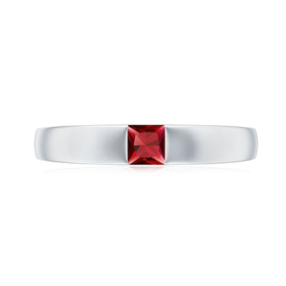 Princess Cut Created Ruby Solitaire Promise Ring
