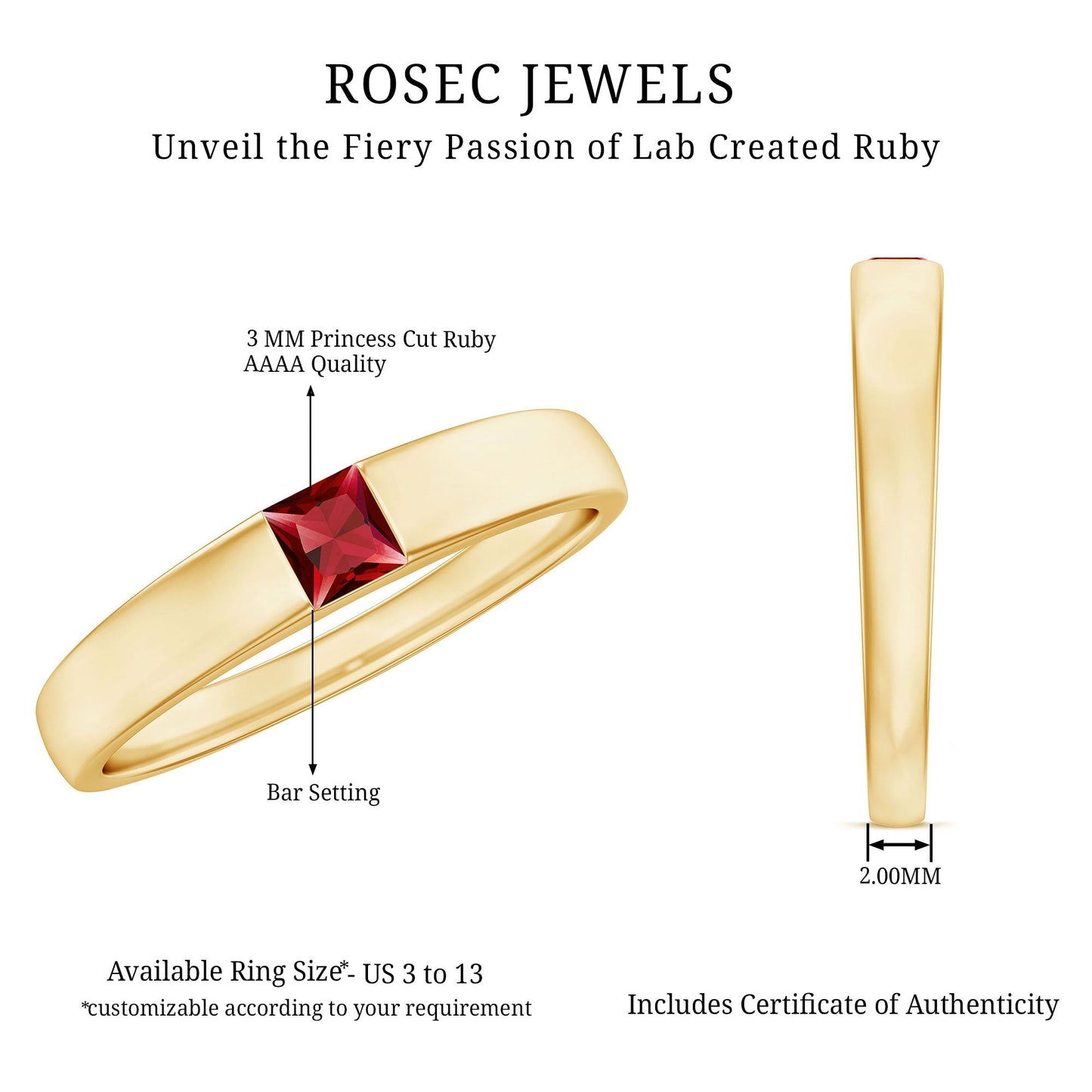 Princess Cut Created Ruby Solitaire Promise Ring