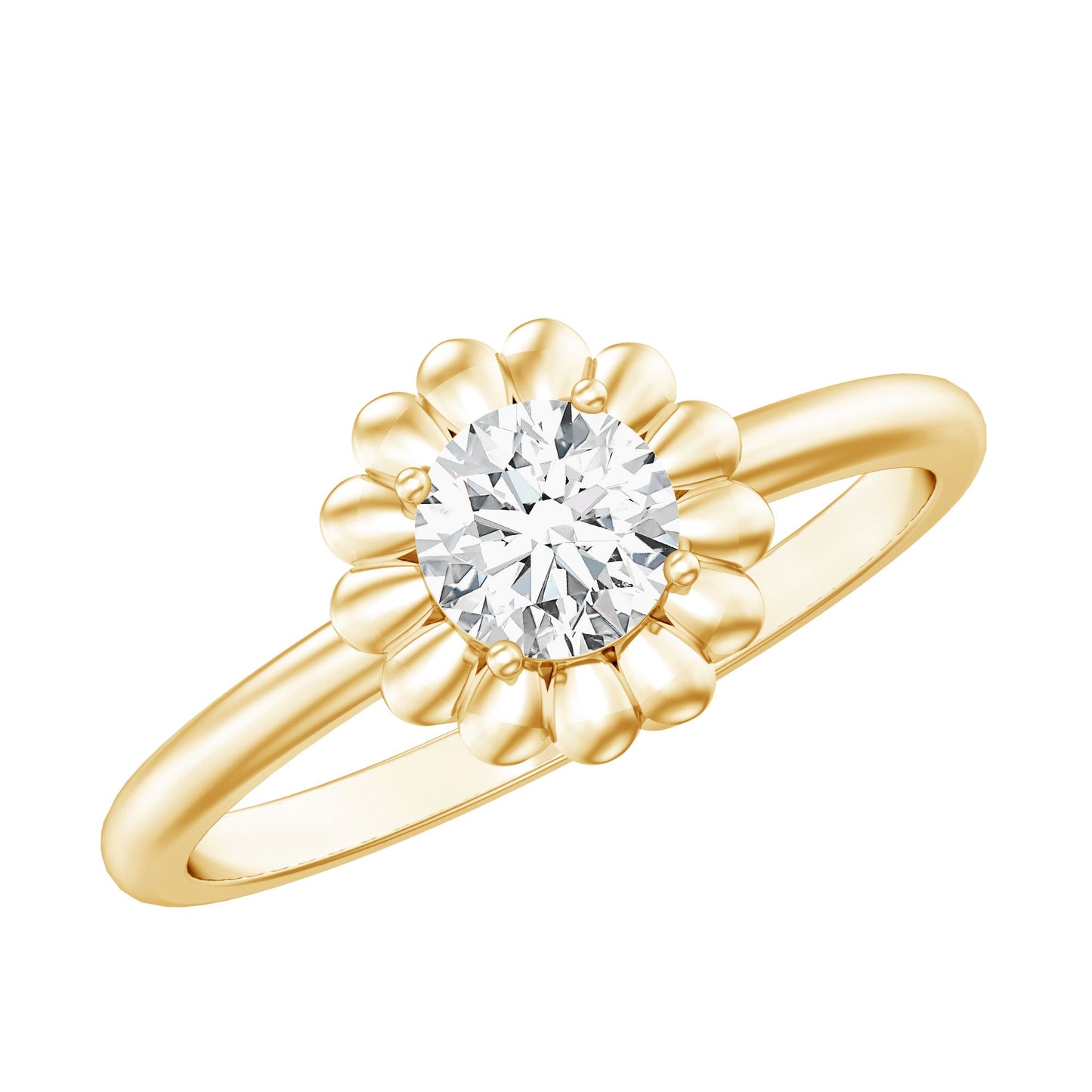 Brilliant Cut Moissanite Flower Promise Ring with Certificate