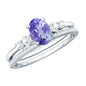 Natural 0.9 Carat Tanzanite and Diamond Oval Engagement Ring with Wedding Band