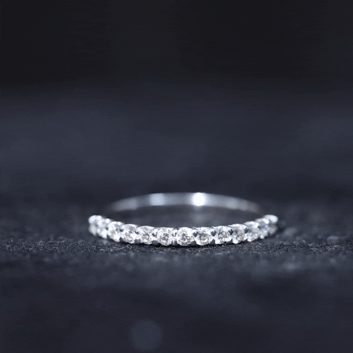 Moissanite Half Eternity Ring in Shared Prong Setting