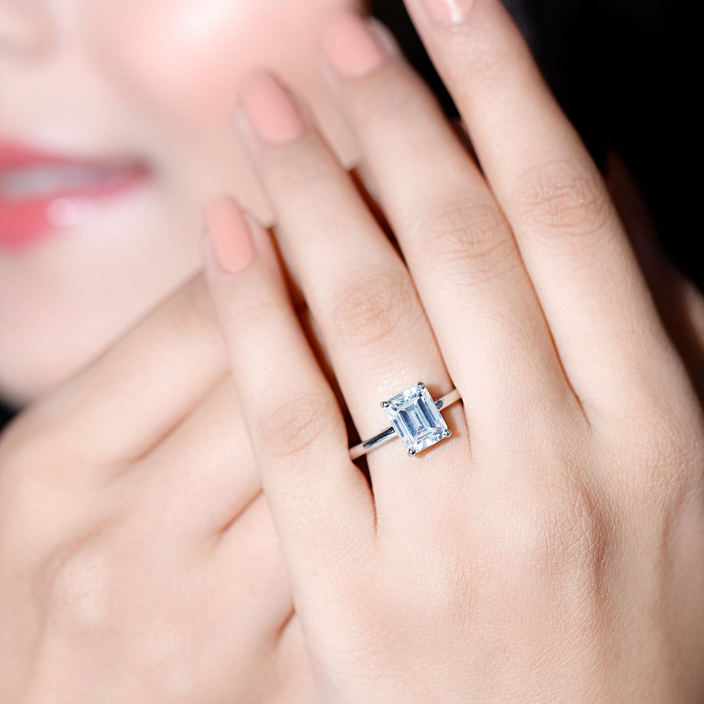 Solitaire 2.8 Carat Emerald Cut Moissanite Engagement Ring For Women