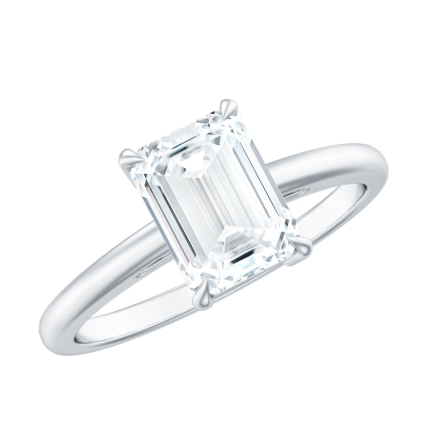 Certified 1.8 Carat Moissanite Emerald Cut Engagement Ring