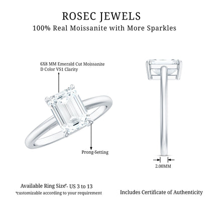 Certified 1.8 Carat Moissanite Emerald Cut Engagement Ring