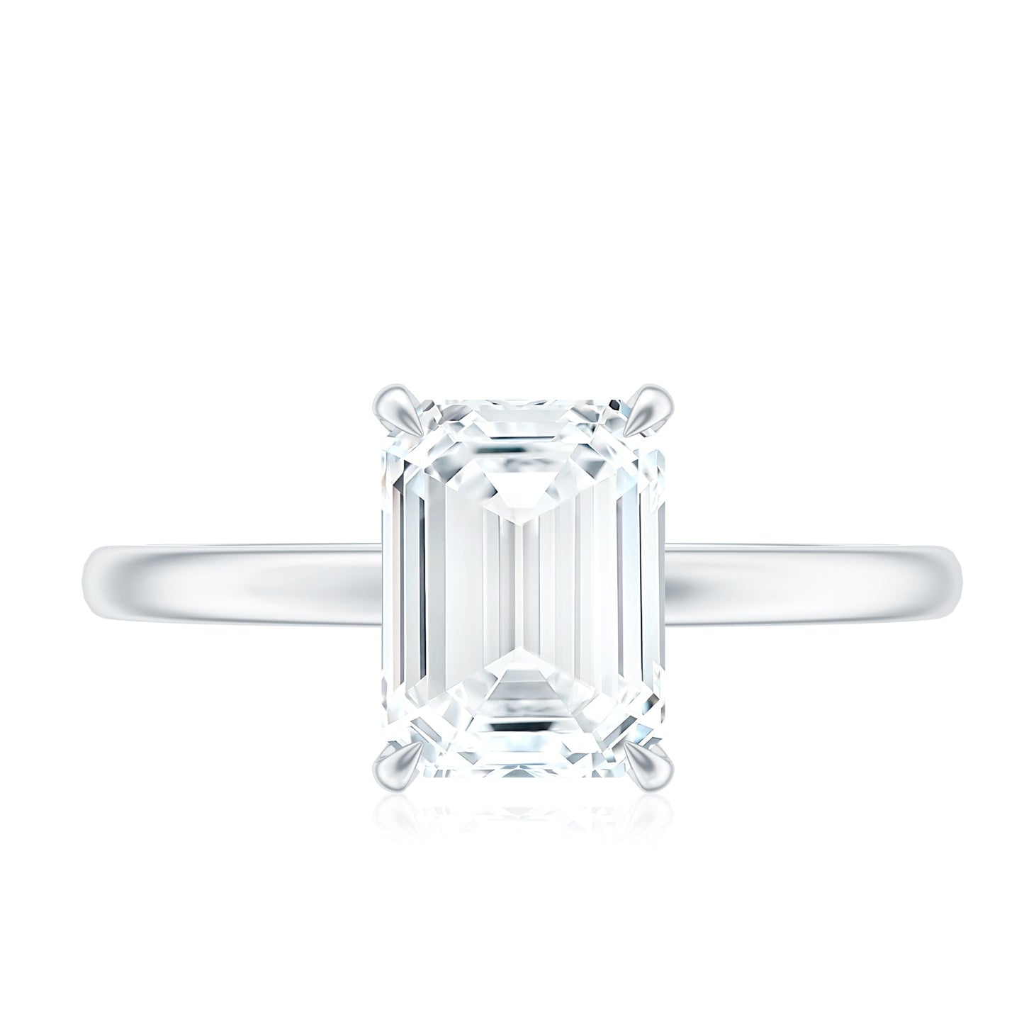 Certified 1.8 Carat Moissanite Emerald Cut Engagement Ring