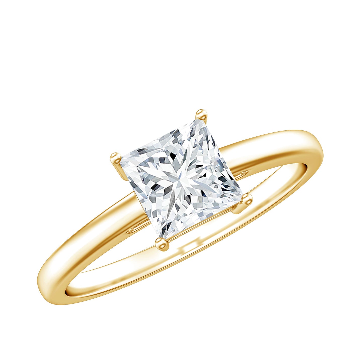 1 CT Princess Cut Moissanite Solitaire Ring for Women