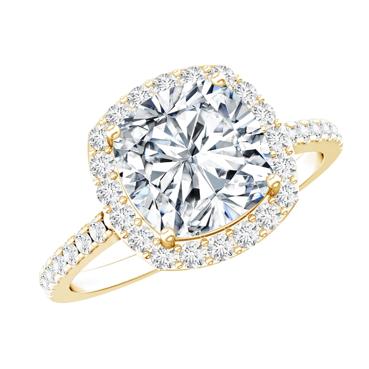 Victorian Style 3 Carat Cushion Moissanite Halo Engagement Ring