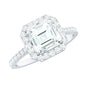 Certified Asscher Cut Moissanite Halo Engagement Ring for Women
