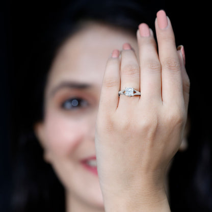 Certified Princess Cut Moissanite Engagement Ring With Split Shank