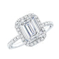 Certified Moissanite Emerald Cut Engagement Ring With Halo