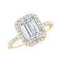 Certified Moissanite Emerald Cut Engagement Ring With Halo