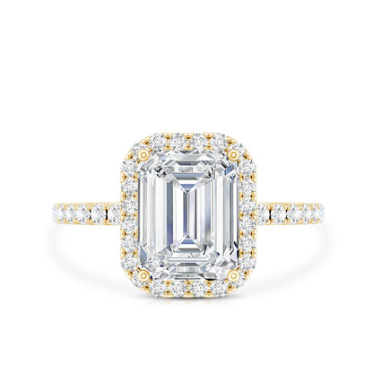 Certified Moissanite Emerald Cut Engagement Ring With Halo